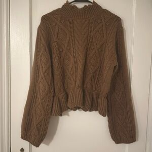 Wishlist Brown Peplum Sweater